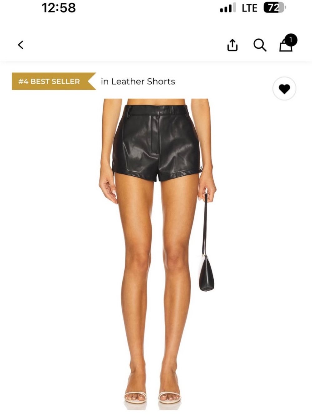 Lioness Black High-Waist Leather Shorts